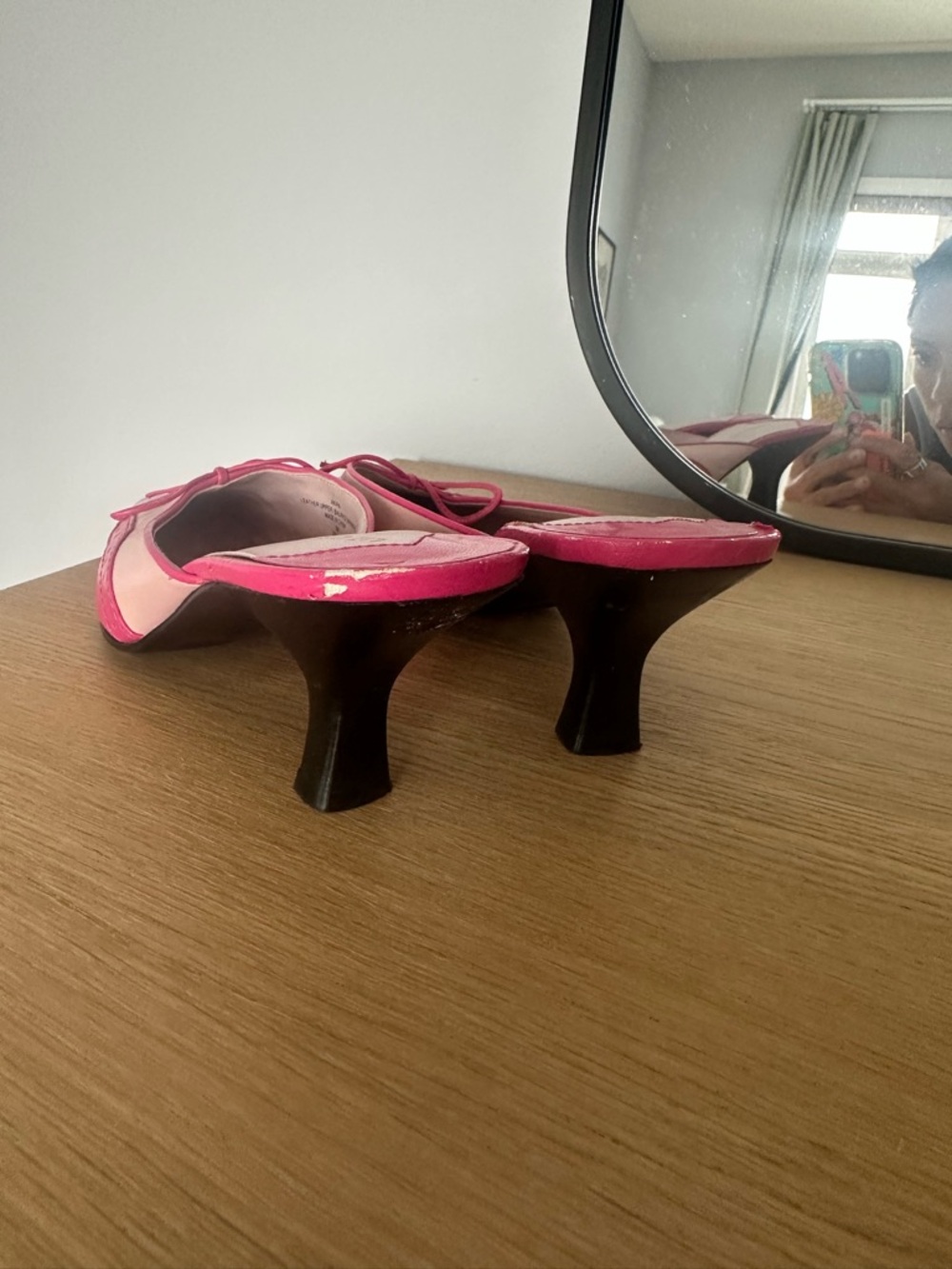 Liz Claiborne Hot Pink Bow Slingback Heels - Picture 4 of 7